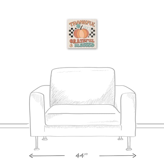 Thankful Grateful Blessed Check 12" x 12" Canvas Wall Art